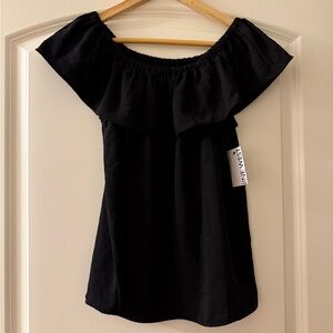 Nine West Black Ruffled Off-Shoulder Blouse